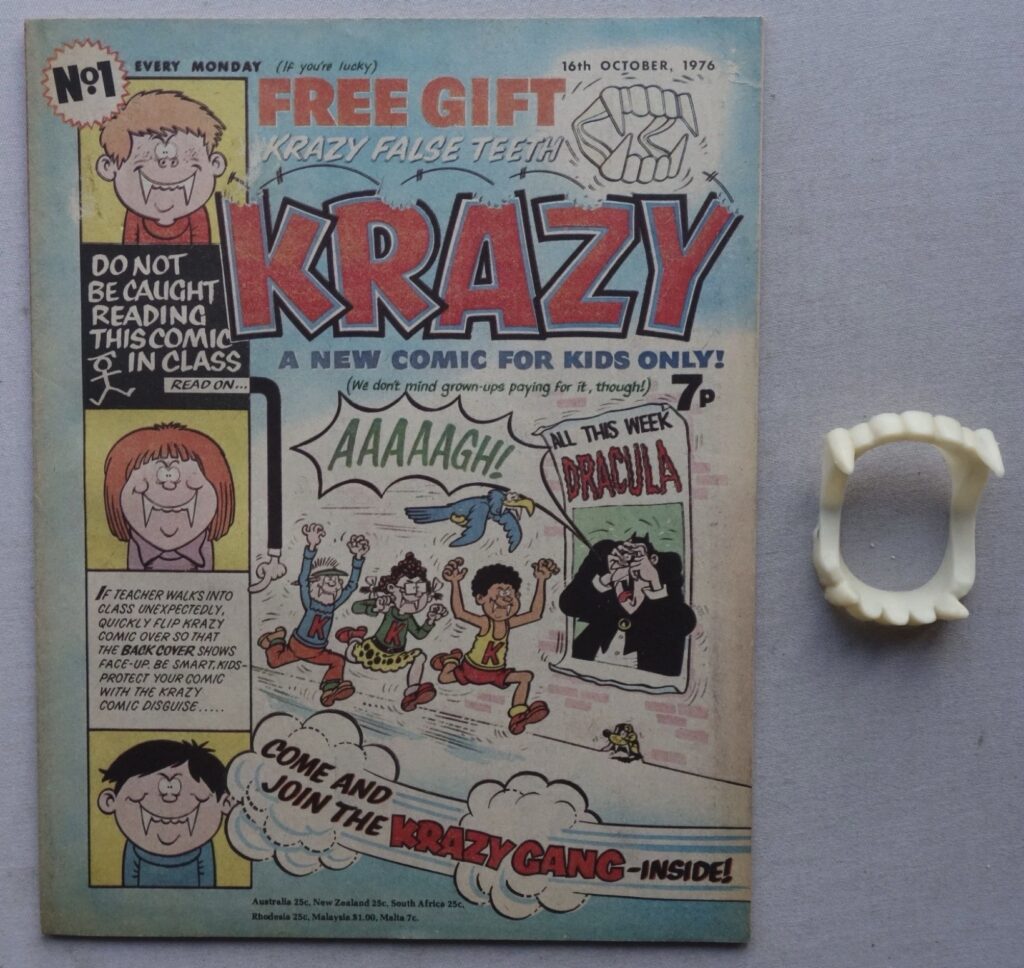 Krazy No. 1 cover dated 16th October 1976 With Free Gift - Krazy False Teeth