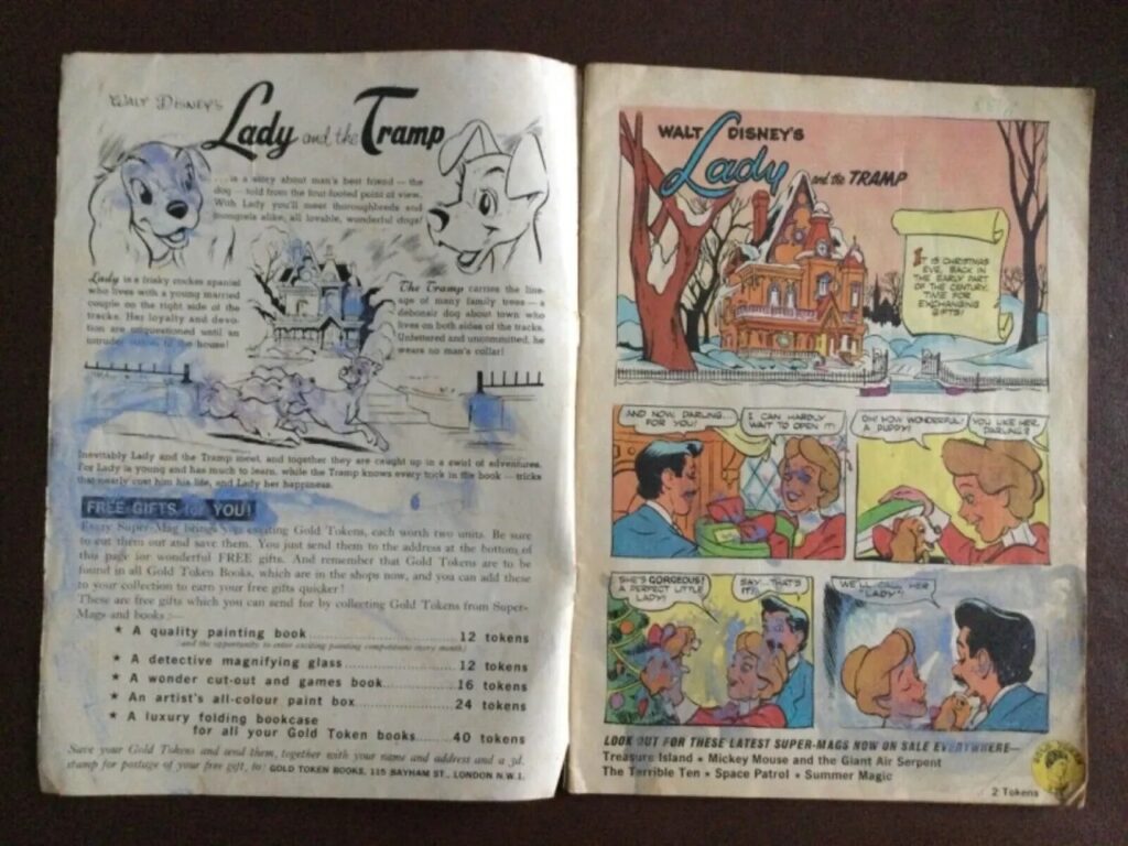 Gold Token Super Mag #14: Lady and the Tramp – NOTE: The token, bottom right