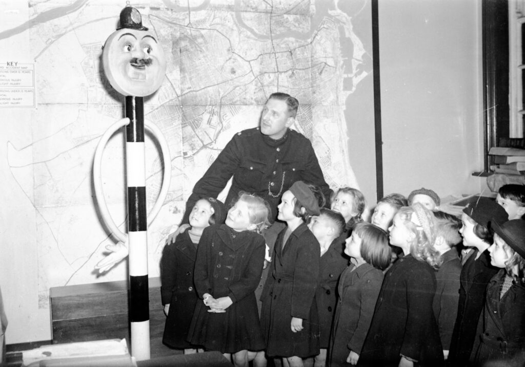 “Bobby Beacon”, Sunderland’s Talking Belisha Beacon, Launched in 1937, the creation of PC Jack Aynsley of the Sunderland Police Traffic Department, this six-foot-tall character toured Wearside schools teaching road safety in a fun and memorable way. The campaign was such a success that other police forces copied it across the UK. “Bobby” retired in 1953, but his legacy still shines bright