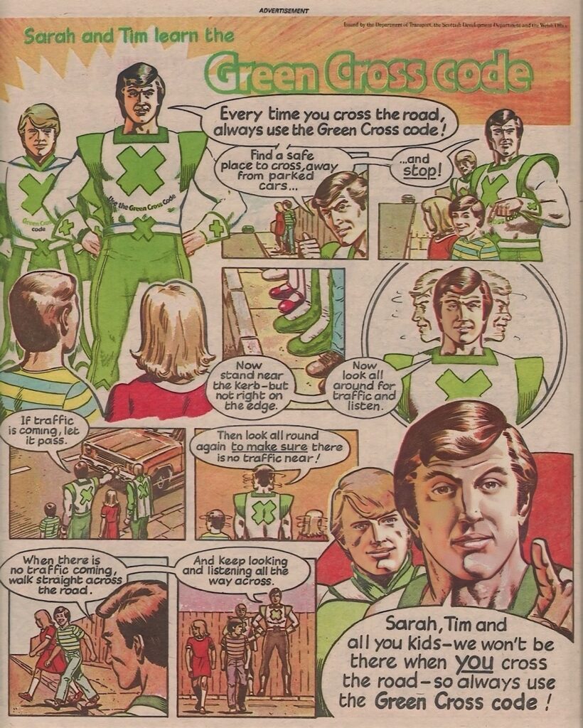 The Green Cross Man, champion of the Green Cross Code