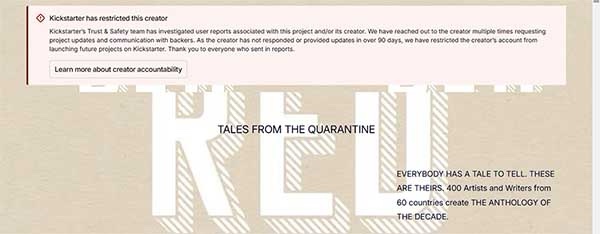 Red Cabinets Comics - Kickstarter Ban