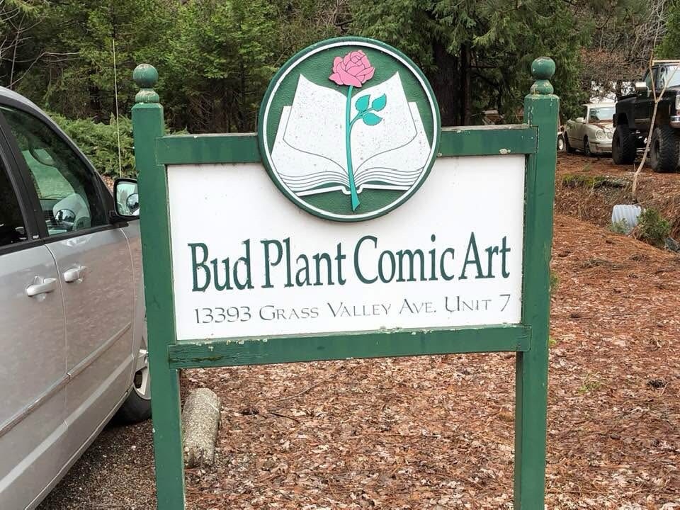 The Bud Plant Comic Art signage outside their Grass Valley headquarters