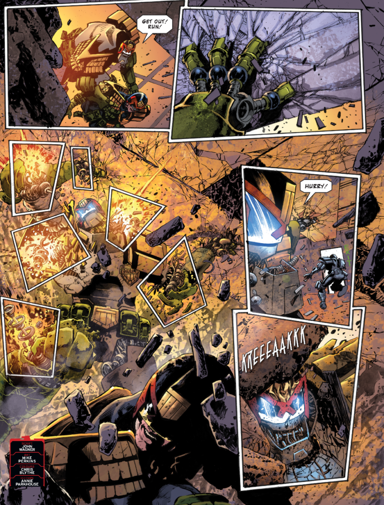 2000AD Prog 2469 - JUDGE DREDD // DEATH OF A JUDGE
by John Wagner (Writer) Mike Perkins (Artist) Chris Blythe (Colourist) Annie Parkhouse (Letterer)