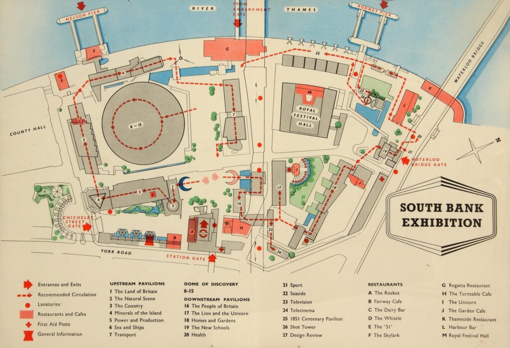 Map of the Festival of Britain, South Bank, London, 1951