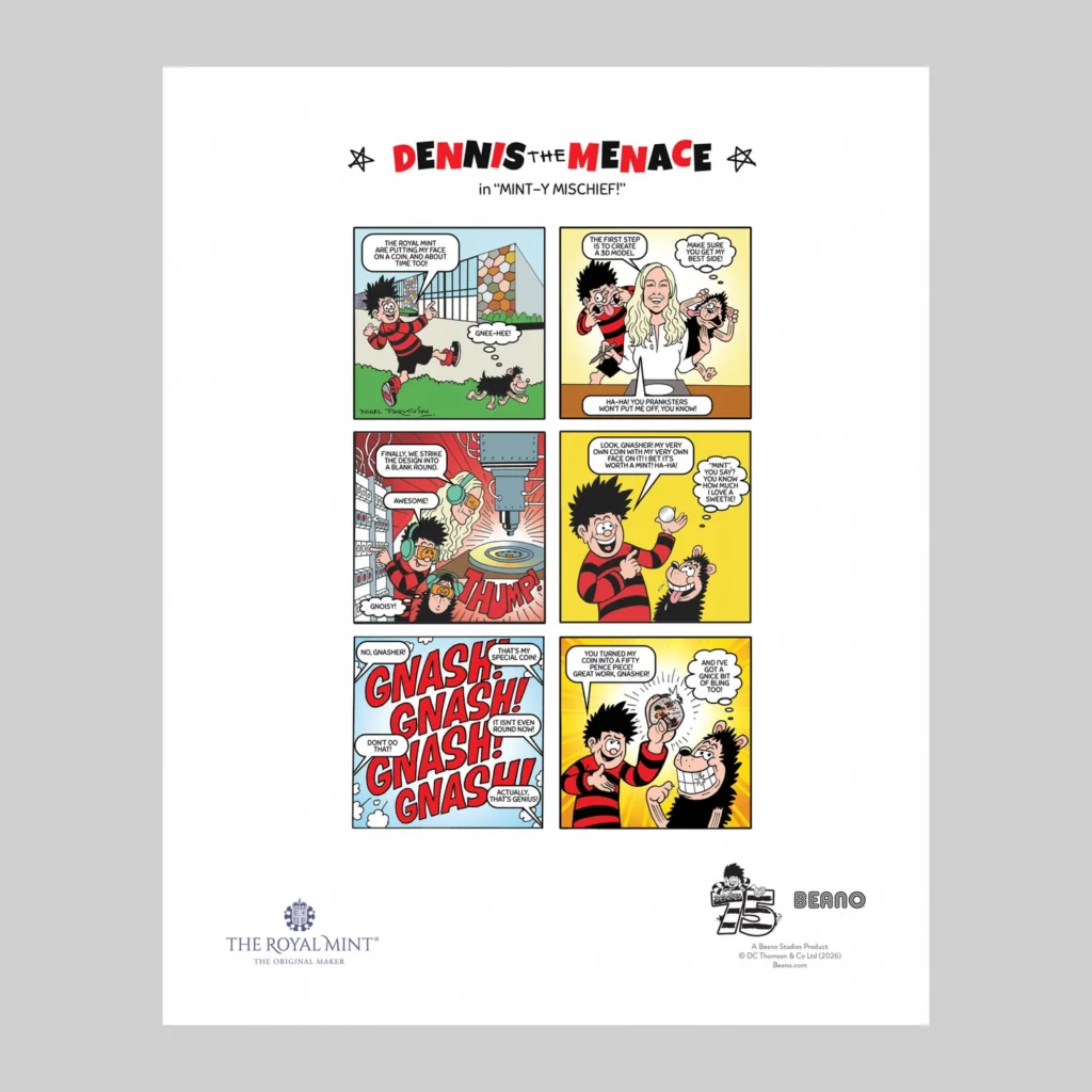 Dennis the Menace Commemorative Coin - art by Nigel Parkinson