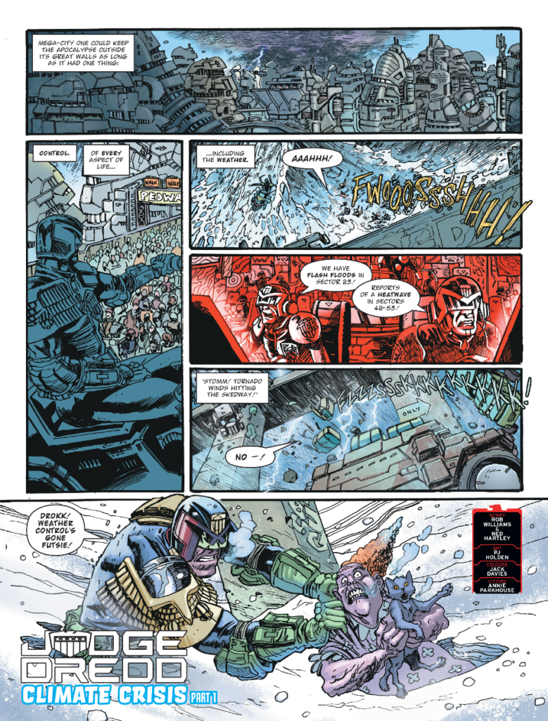 2000AD Prog 2471 - Judge Dredd: Climate Crisis

By Rob Williams & Ned Hartley (Writers) PJ Holden (Artist) Jack Davies (Colourist) Annie Parkhouse (Letterer)