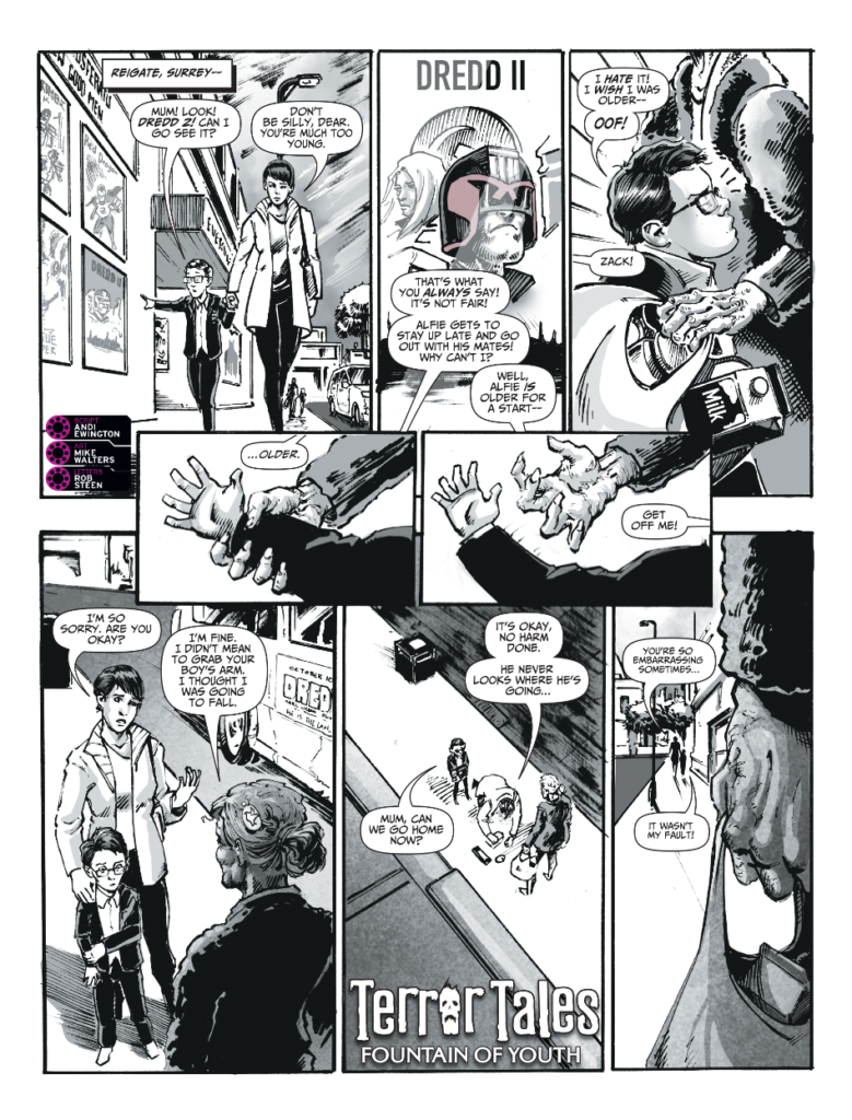 2000AD Prog 2471 - Tharg’s Terror Tales: Fountain of Youth

By Andi Ewington (Writer) Mike Walters (Artist) Rob Steen (Letterer) 