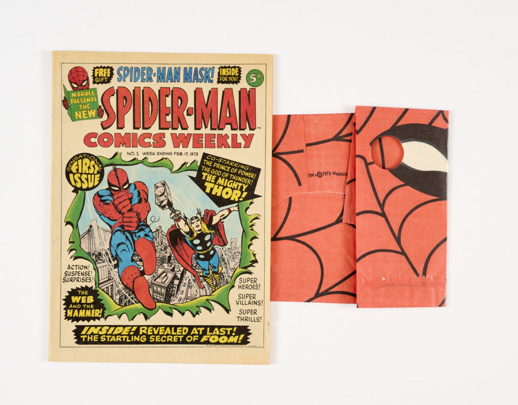 Spider-Man Comics Weekly 1 (1973) With Free Gift Spider-Man Mask. Reprinting Amazing Spider-Man # 9 (1st Electro) and Journey Into Mystery 83, the first Thor story