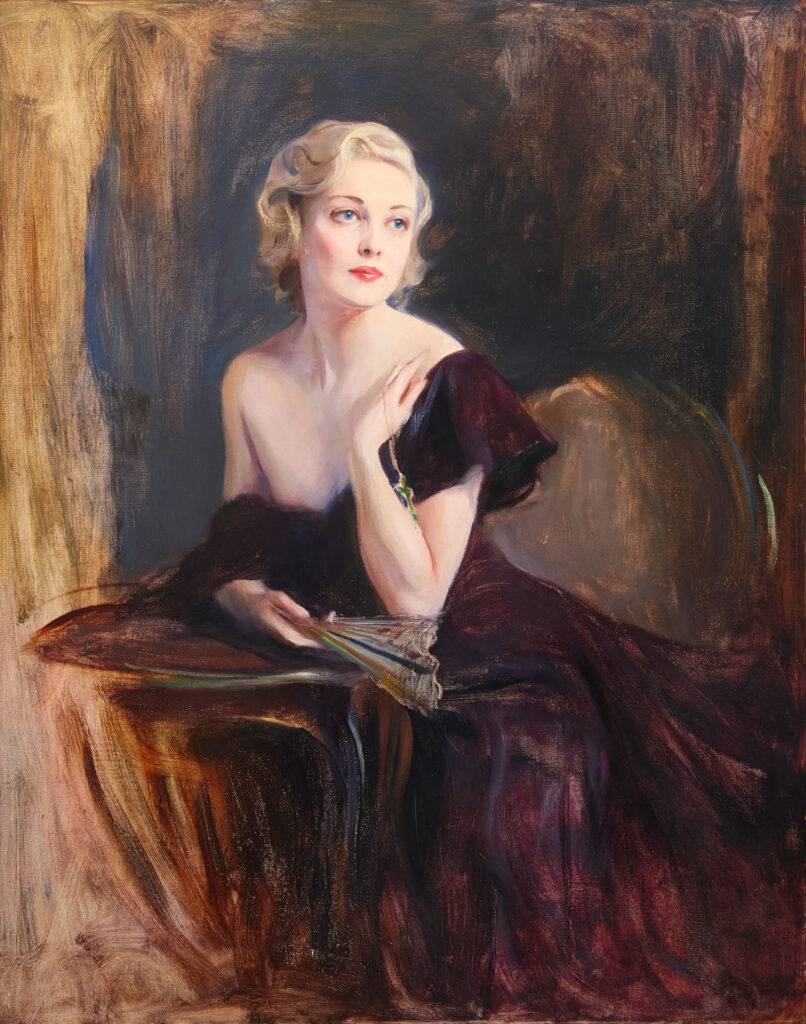 Philip de László's dazzling three-quarter length portrait of actress Mrs Philip Astley, née Madeleine Carroll