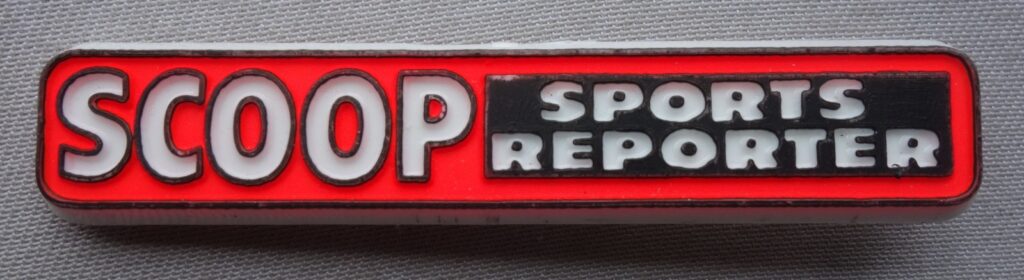 Scoop comic Sports Reporter Club Badge circa 1978