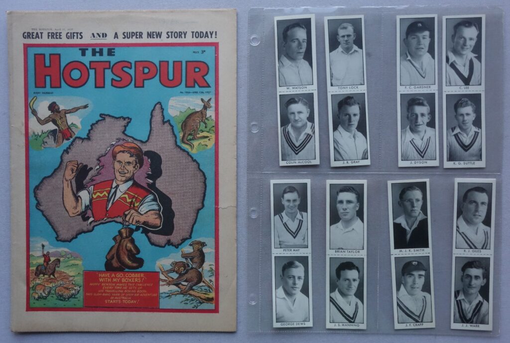 Hotspur story paper No. 1066 cover dated 13th April 1957 With Free Gift Cricket Cards