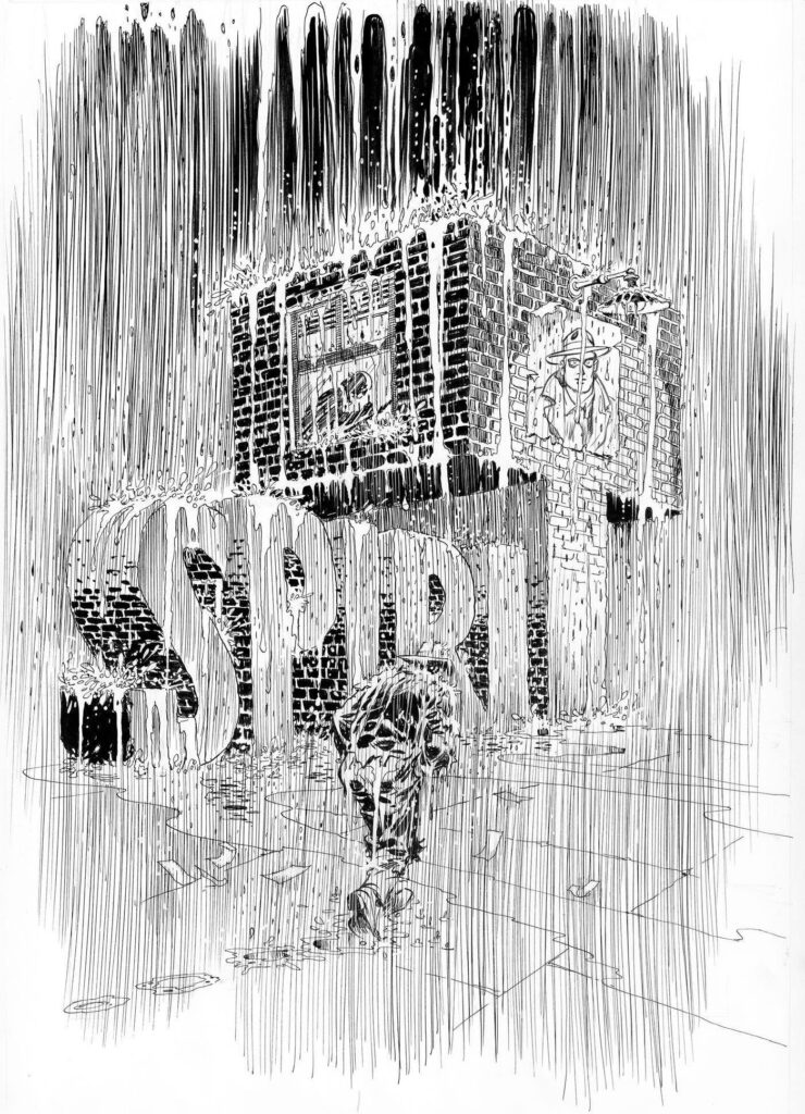 The title page of Will Eisner’s “The Spirit Returns,” a 72-page story written and illustrated by Eisner in 1996, which was never published