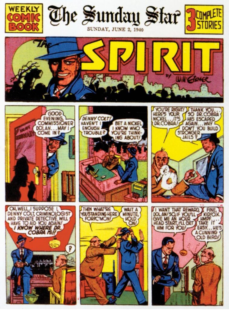 The first appearance of The Spirit by Will Eisner, 2nd June 1940