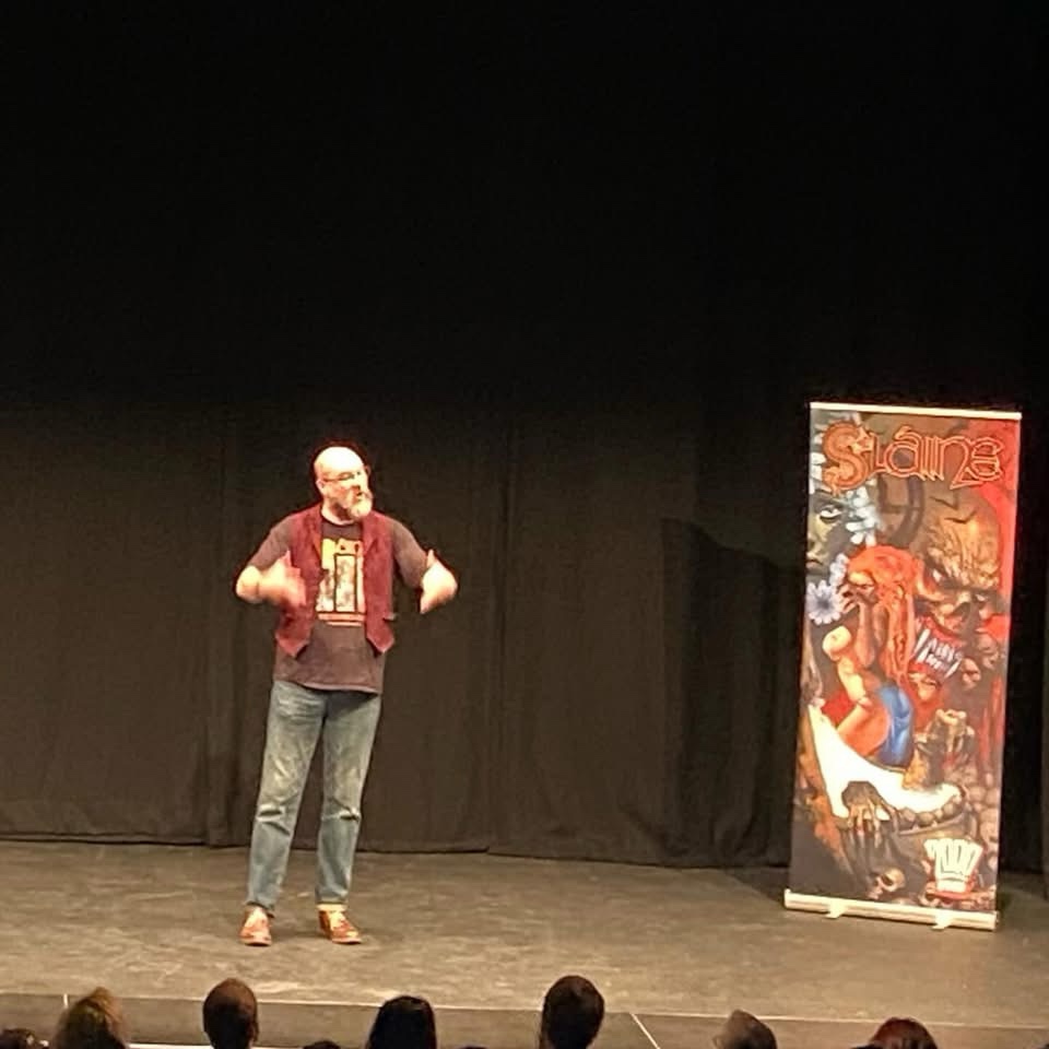 Jason Buck performing Slaine: The Horned God at Ludlow Assembly Rooms recently. Photo via Jason Buck