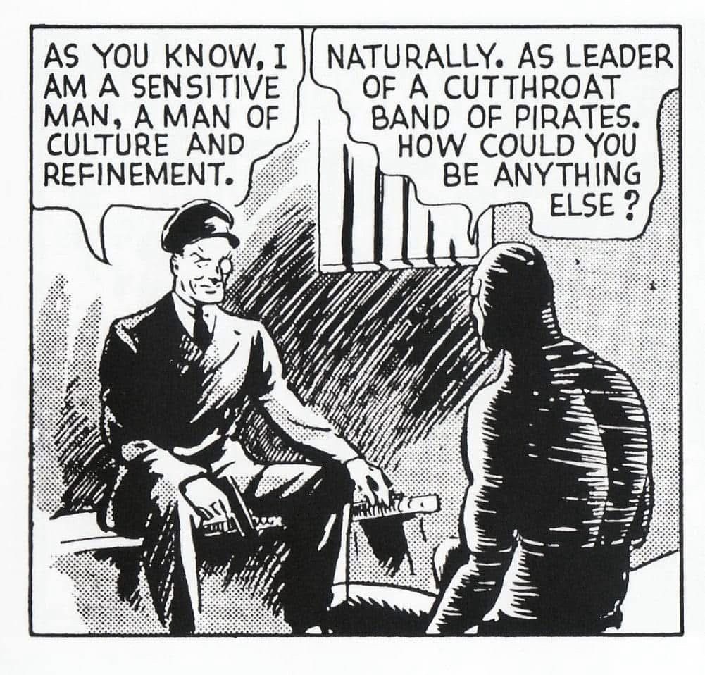 The team at Comic Book Historians note how many of the 1930s comic strip creators were artists, but it was Lee Falk who created the Phantom as its writer. The first run's art by Ray Moore is beautiful, but it is Lee Falk's dialogue that really shines from panel to panel, this example published in 1939