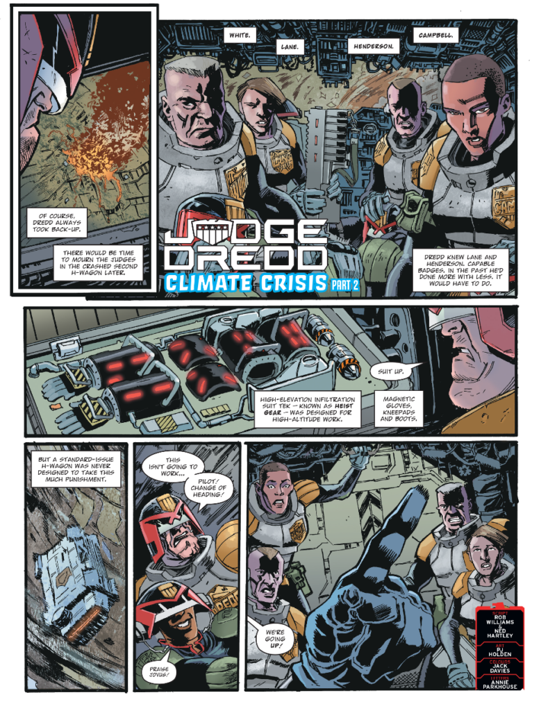 2000AD 2472 - JUDGE DREDD // CLIMATE CRISIS
By Rob Williams & Ned Hartley (Writer) PJ Holden (Artist) Jack Davies (Colourist) Annie Parkhouse (Letterer)