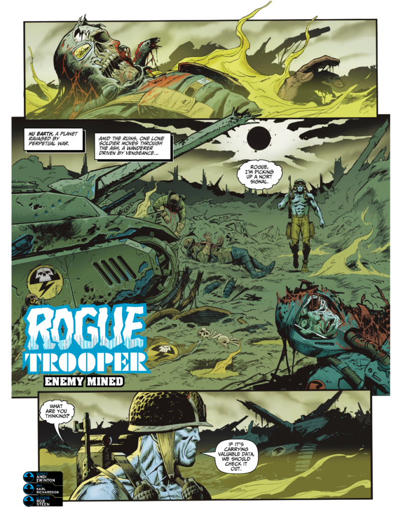 2000AD 2476 - ROGUE TROOPER // ENEMY MINED
By Andi Ewington (w) Karl Richardson (Artist) Rob Steen (Letterer)