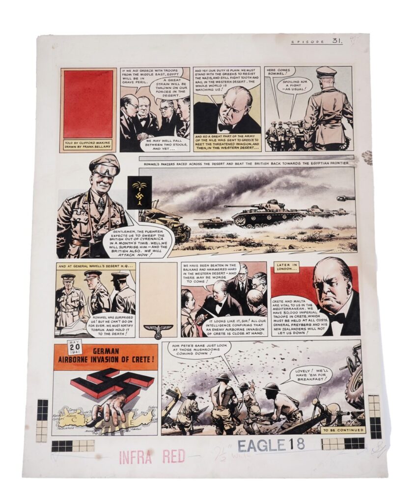 Eagle/Happy Warrior original artwork drawn and painted by Frank Bellamy 