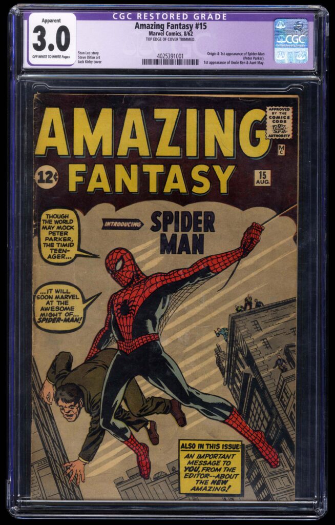 Amazing Fantasy #15 (Marvel Comics, 1962) Restored CGC 3.0 - Origin and 1st appearance of Spider-Man