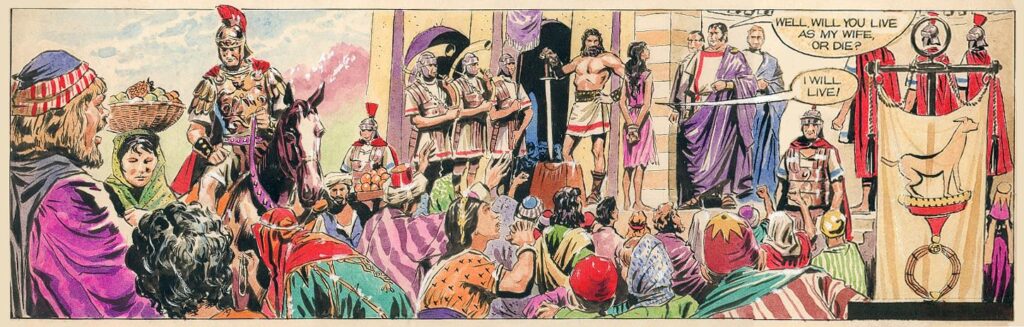 Original art from one of the Girl's stories with a biblical theme, by Gerry Haylock. With thanks to Philip Rushton