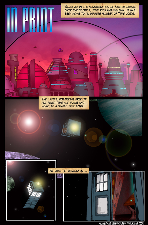 “In Print” Doctor Who fan Strip by Alisdair Shaw and Jim Wilkins