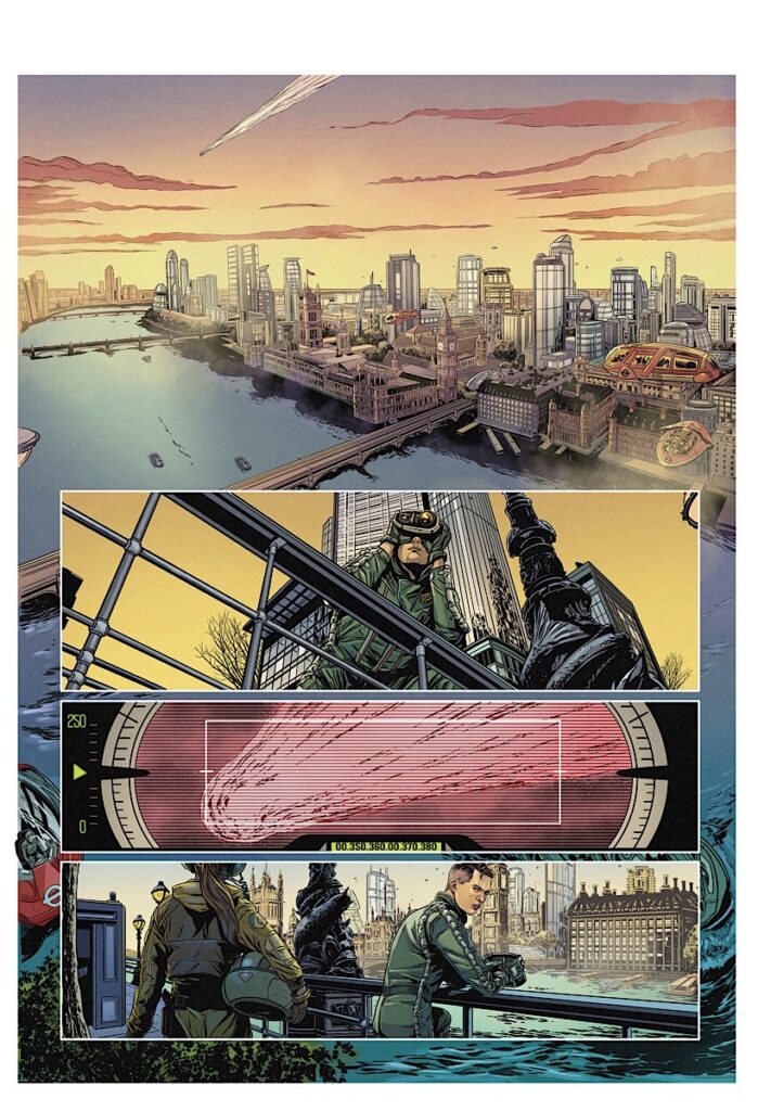 B7 Comics Dan Dare: First Contact, written by Alex de Campi, art by Marc Laming, coloured by Michael Woods