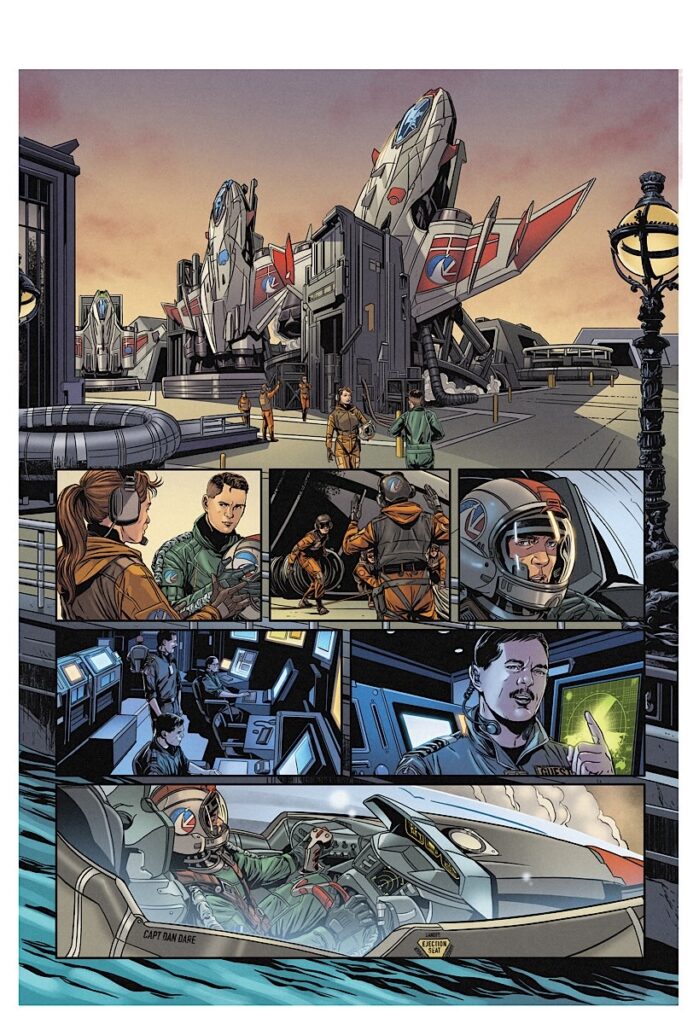 B7 Comics Dan Dare: First Contact, written by Alex de Campi, art by Marc Laming, coloured by Michael Woods