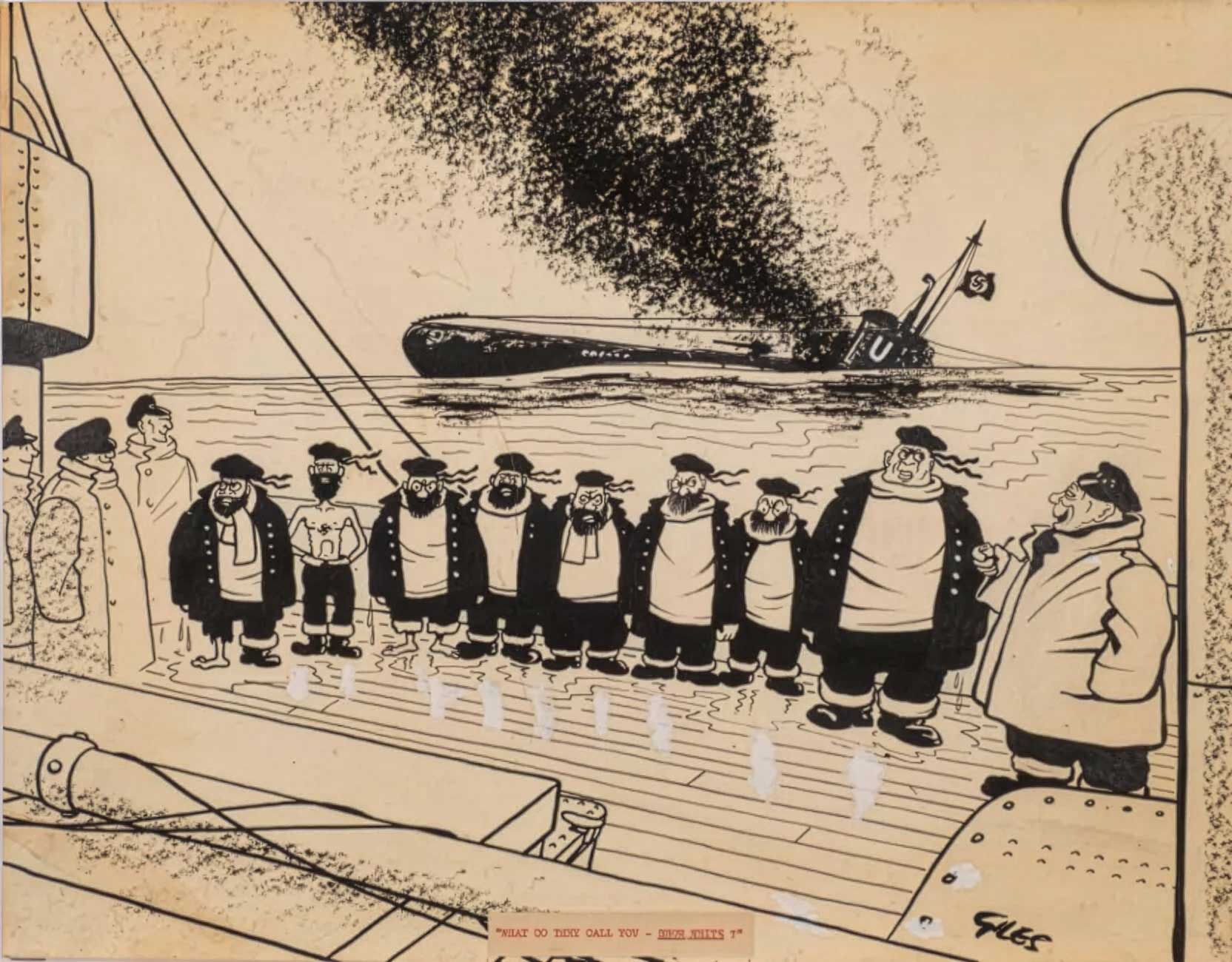 “What do they call you - Snow White?" - cartoon for Laughs with the Navy by Giles (1944)