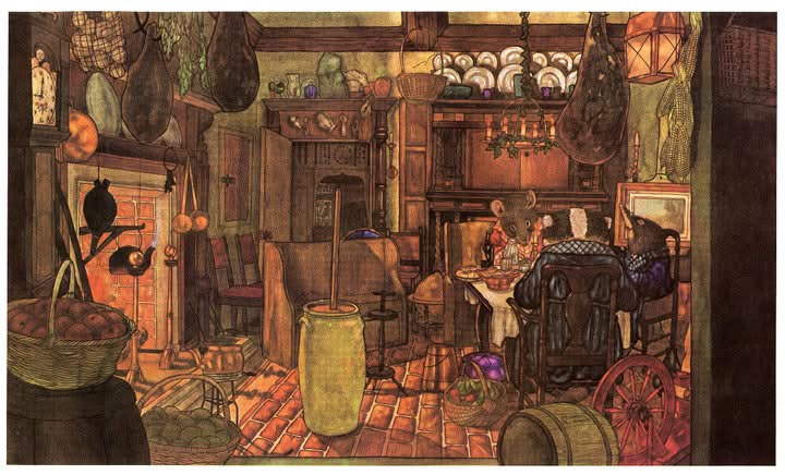 The Wind in the Willows - Dinner at Badgers art by Michael Hague