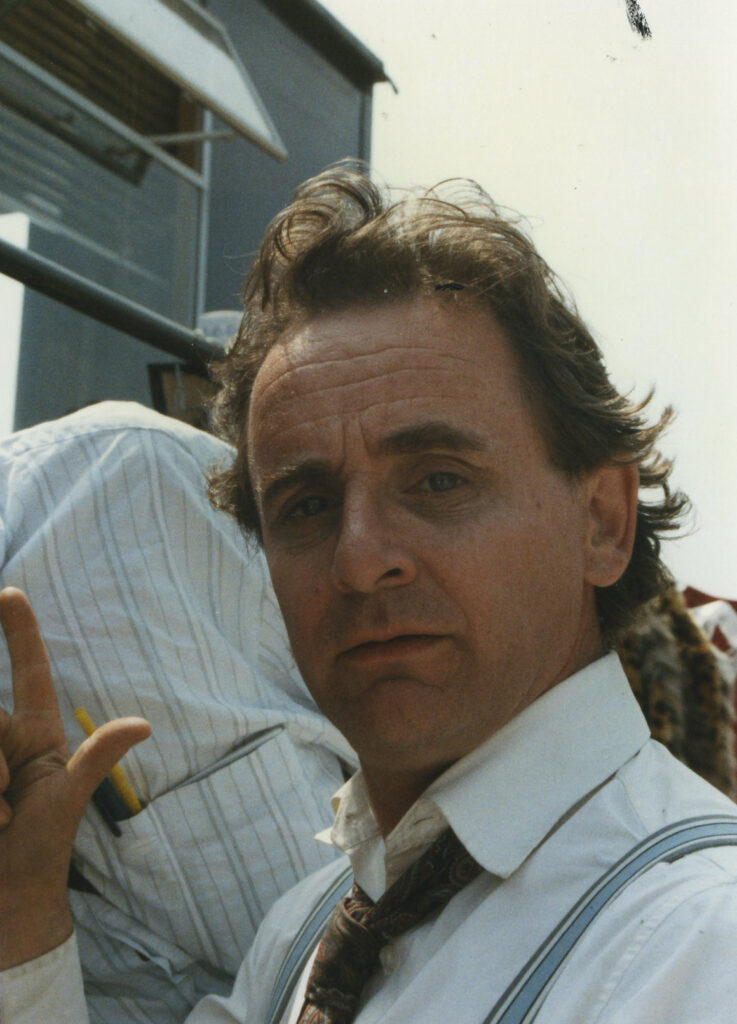 Sylvester McCoy, posing to provide photo reference for comic artists in a break from recording scenes from "Survival". Photo: John Freeman