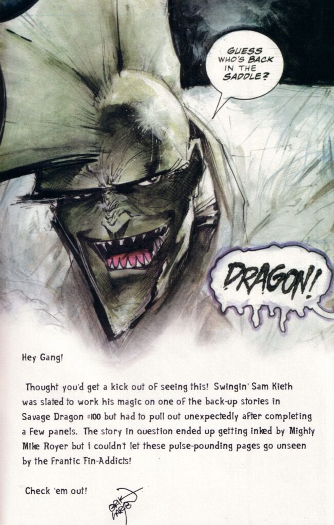The Savage Dragon #101 - incomplete pages by Sam Kieth, via Erikl Larsen