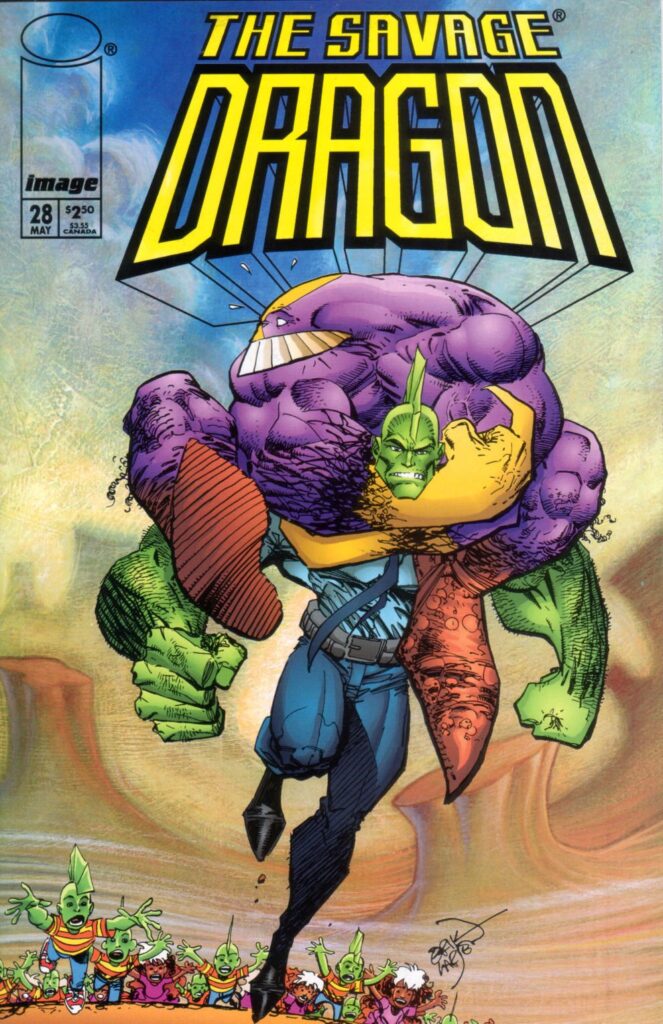 The Savage Dragon #28 - cover by Erik Larsen, featuring The Maxx