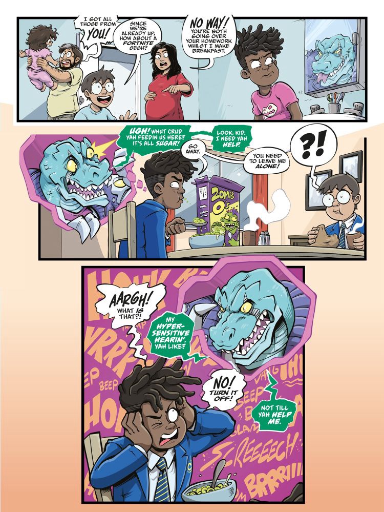 Rex Power – Invasion of the Fear Bugs written by RAMZEE, art by Claude TC, lettered by , is on sale in all good bookshops from 12th March 2026 | Published by Rebellion | 144 Pages | ISBN: 978-1837865222