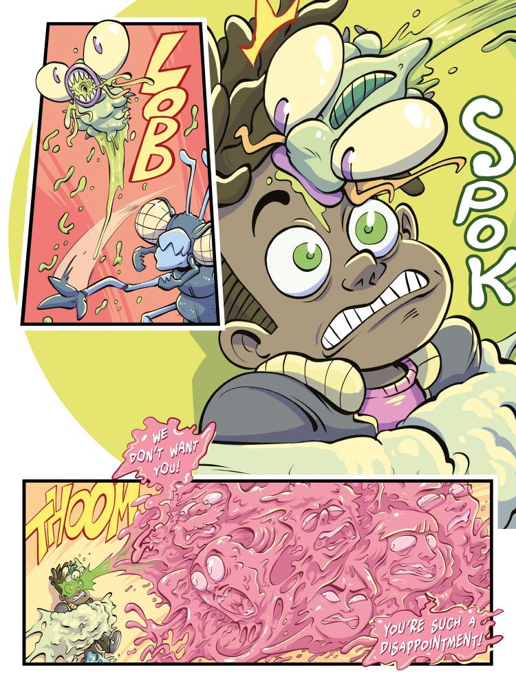 Rex Power – Invasion of the Fear Bugs written by RAMZEE, art by Claude TC, lettered by , is on sale in all good bookshops from 12th March 2026 | Published by Rebellion | 144 Pages | ISBN: 978-1837865222