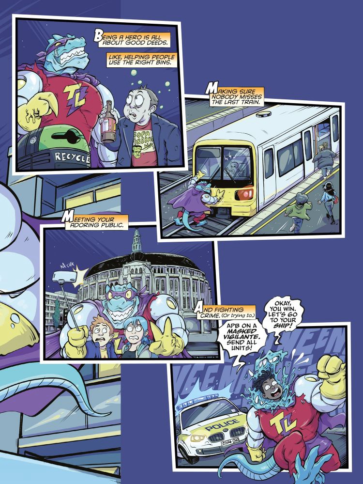 Rex Power – Invasion of the Fear Bugs written by RAMZEE, art by Claude TC, lettered by , is on sale in all good bookshops from 12th March 2026 | Published by Rebellion | 144 Pages | ISBN: 978-1837865222