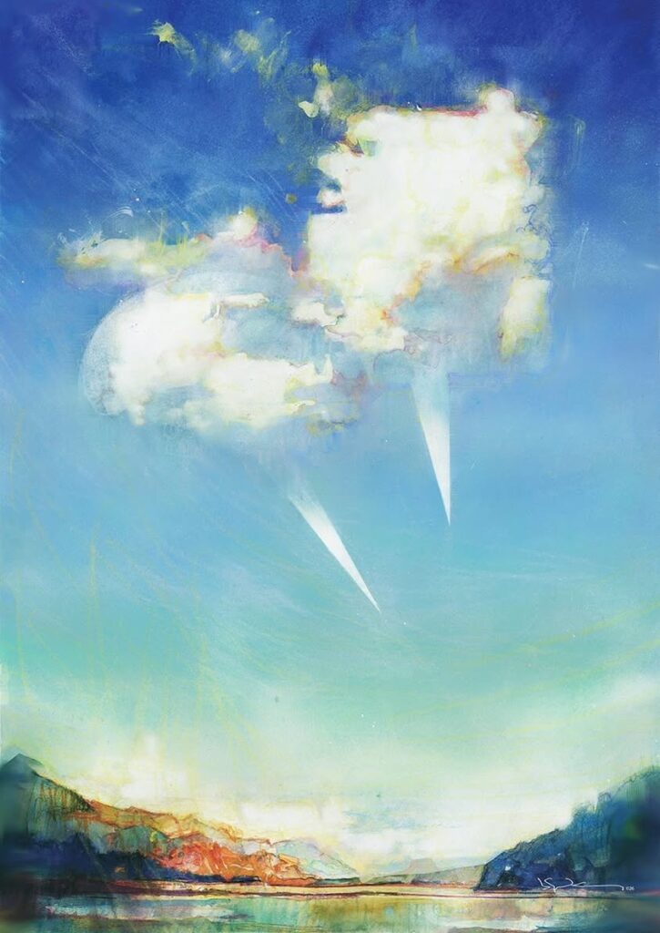 Lakes International Comic Art Festival 2026 Poster art by Bill Sienkiewicz. 13x19 watercolour, acrylic, airbrush, mixed media on paper