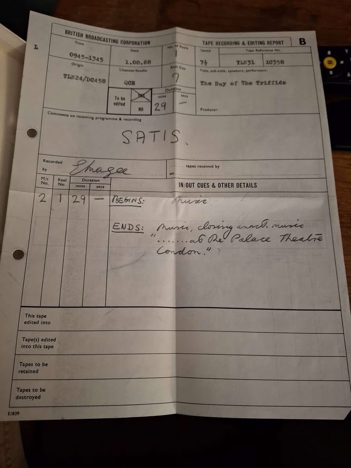 The Day of the Triffids 1968 reel-to-reel master recordings recovered by Film is Fabulous!