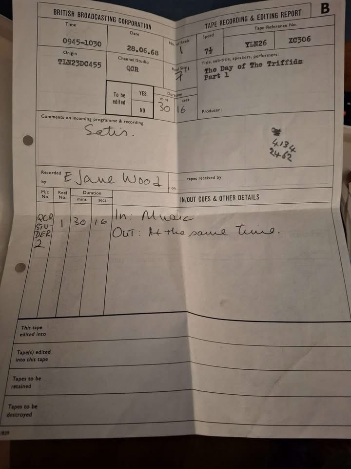 The Day of the Triffids 1968 reel-to-reel master recordings recovered by Film is Fabulous!
