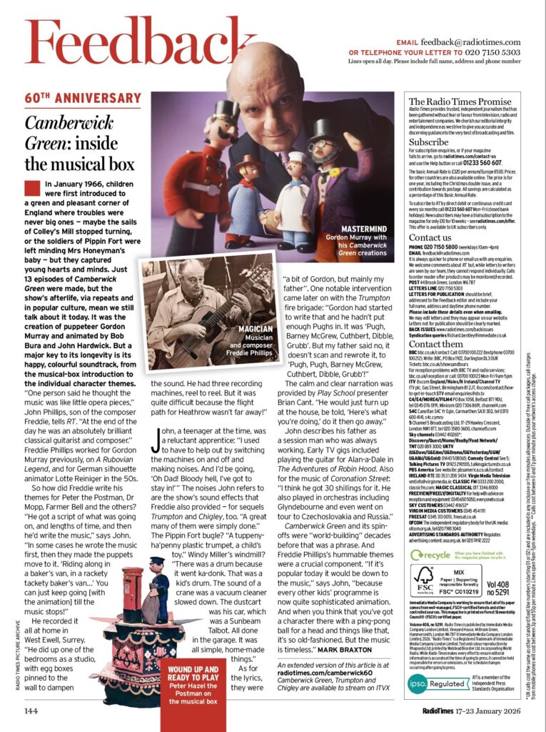 • Radio Times: On the 60th anniversary of Camberwick Green, we go inside its famous musical box | By Mark Broxton, 3rd January 2026 (Requires registration)