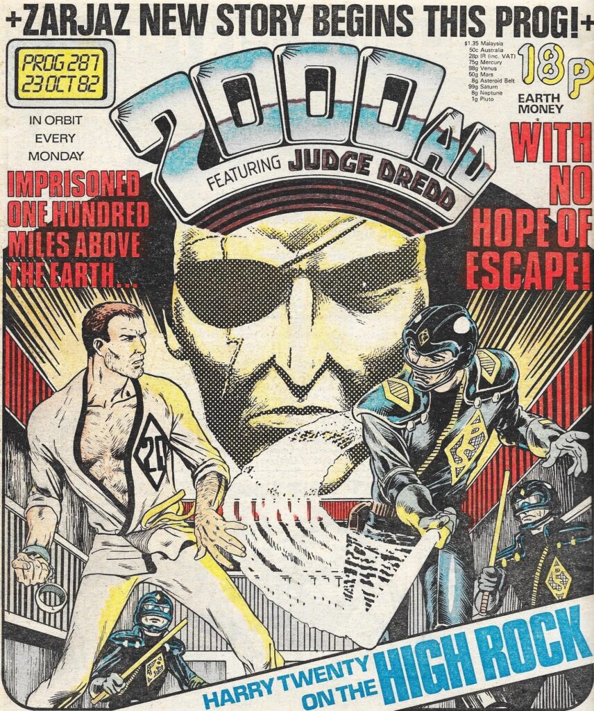 2000AD Prog 287 cover dated 23rd October 1982 featuring "Harry Twenty on the High Rock", art by Alan Davis