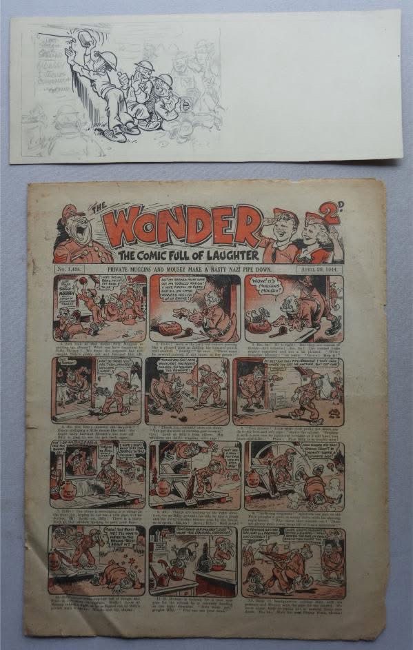 Wonder No. 1494 cover dated 29th April 1944 with Preliminary Artwork by Roy Wilson
