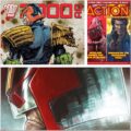 2000AD Prog 2478, Judge Dredd Megazine 491 and Action 50th Anniversary Special Montage