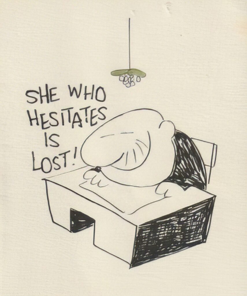 A Bristow Christmas card by Frank Dickens that Barrie kept as a souvenir 