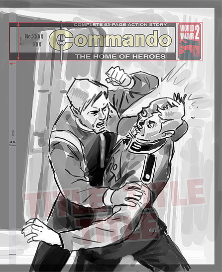 Neil Roberts cover rough for Commando 5947: CODENAME WARLORD: Shadow Sands