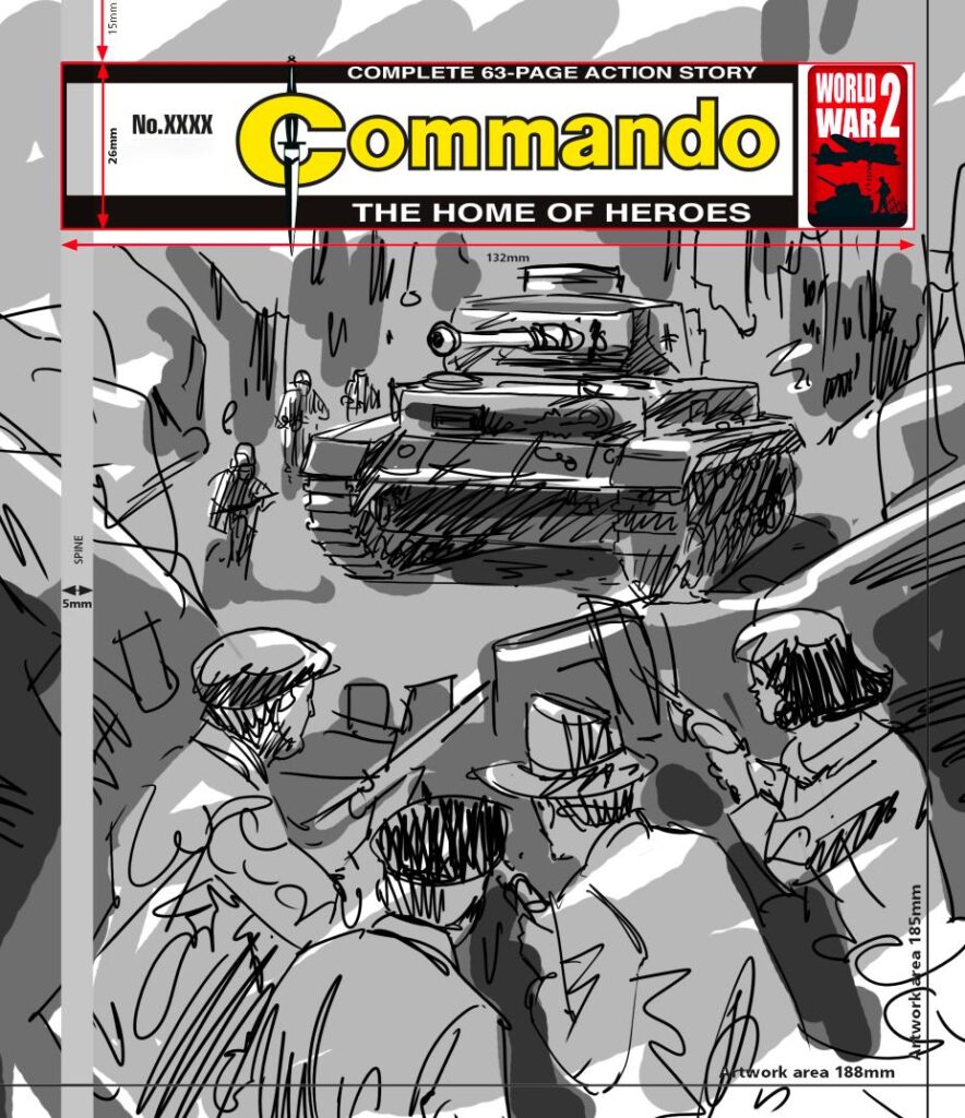 Marco Bianchini cover rough for Commando 5949: Phoenix From The Flames