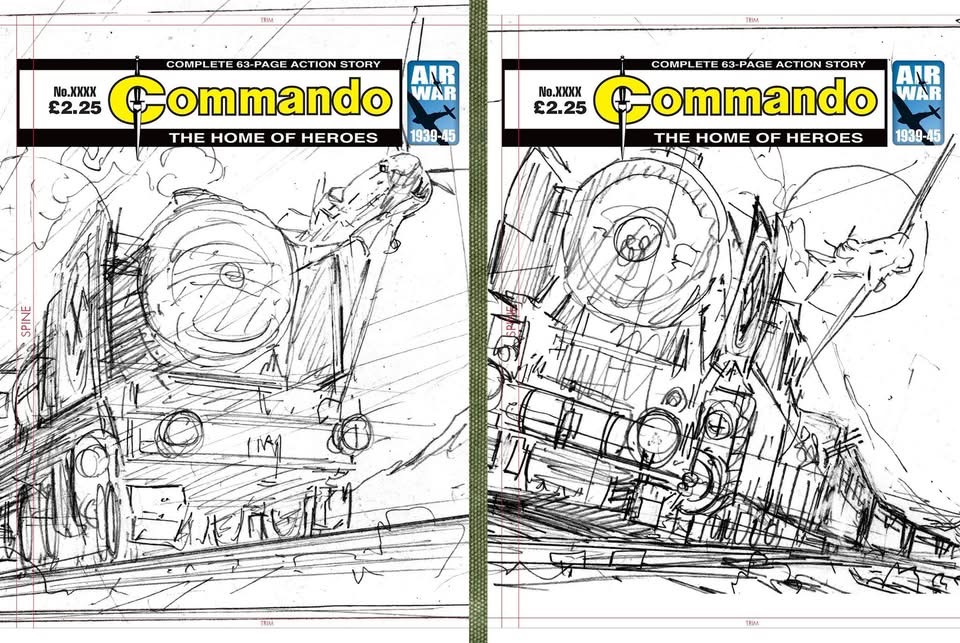 Commando Behind the Scenes! Keith Burns' epic cover progression for Issue 5853, Terror Train