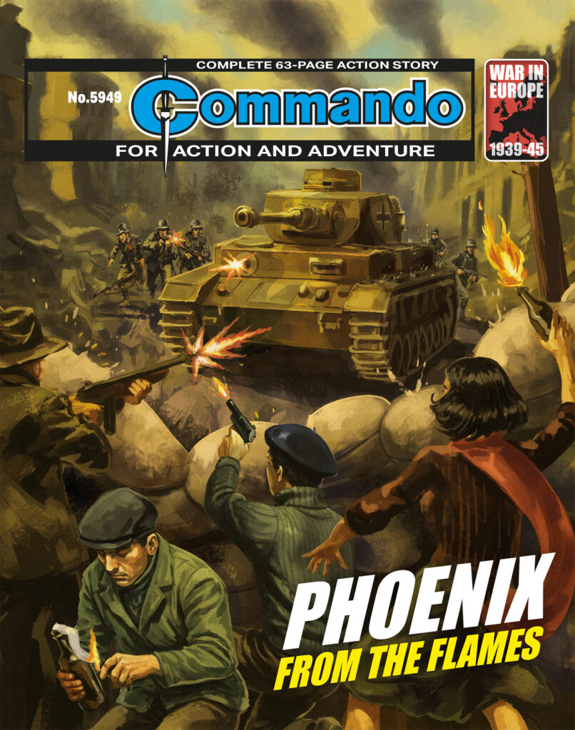 Commando 5949 (For Action and Adventure): Phoenix From The Flames Story: Andrew Knighton | Internal Art: Vicente Alcazar | Cover Art: Marco Bianchini
