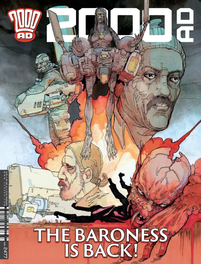 2000AD Prog 2477
Out: 8th April £3.99
Cover: Joe Currie