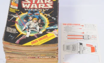 Vectis Comics and Publications Lot - 16th April 2026: Marvel Comics UK, Star Wars Weekly Comics (1977/80). Issues #1 to #117 (Missing #51. #99 & #113) Incomplete Run, with Free Gift X-Wing Fighter (incomplete). Although unchecked for completeness condition generally appears to be Fair to Good.