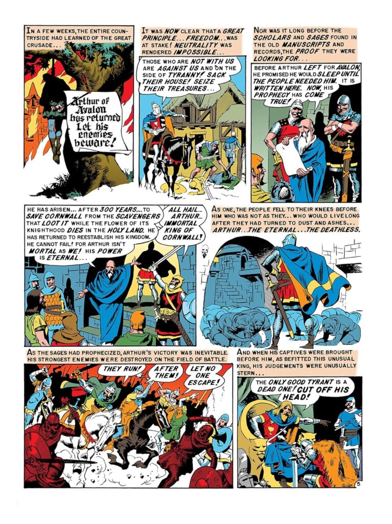 “The Return of King Arthur” by Wally Wood, from Valor #1 (March/April 1955), as reproduced in The EC Archives: The Complete Valor